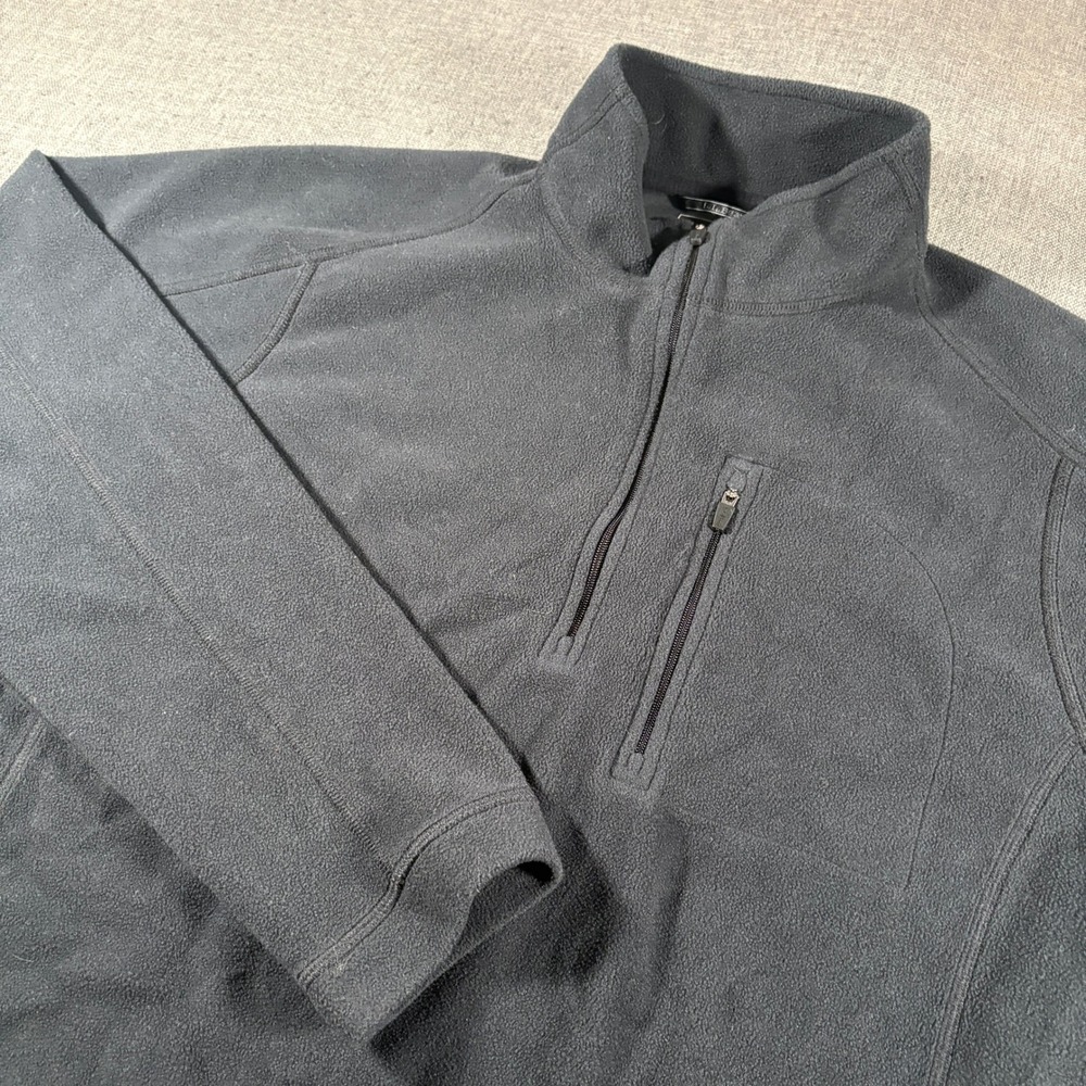 LL‎ Bean Fleece Pullover Mens Large Gray Quarter Zip Chest Pocket 280962